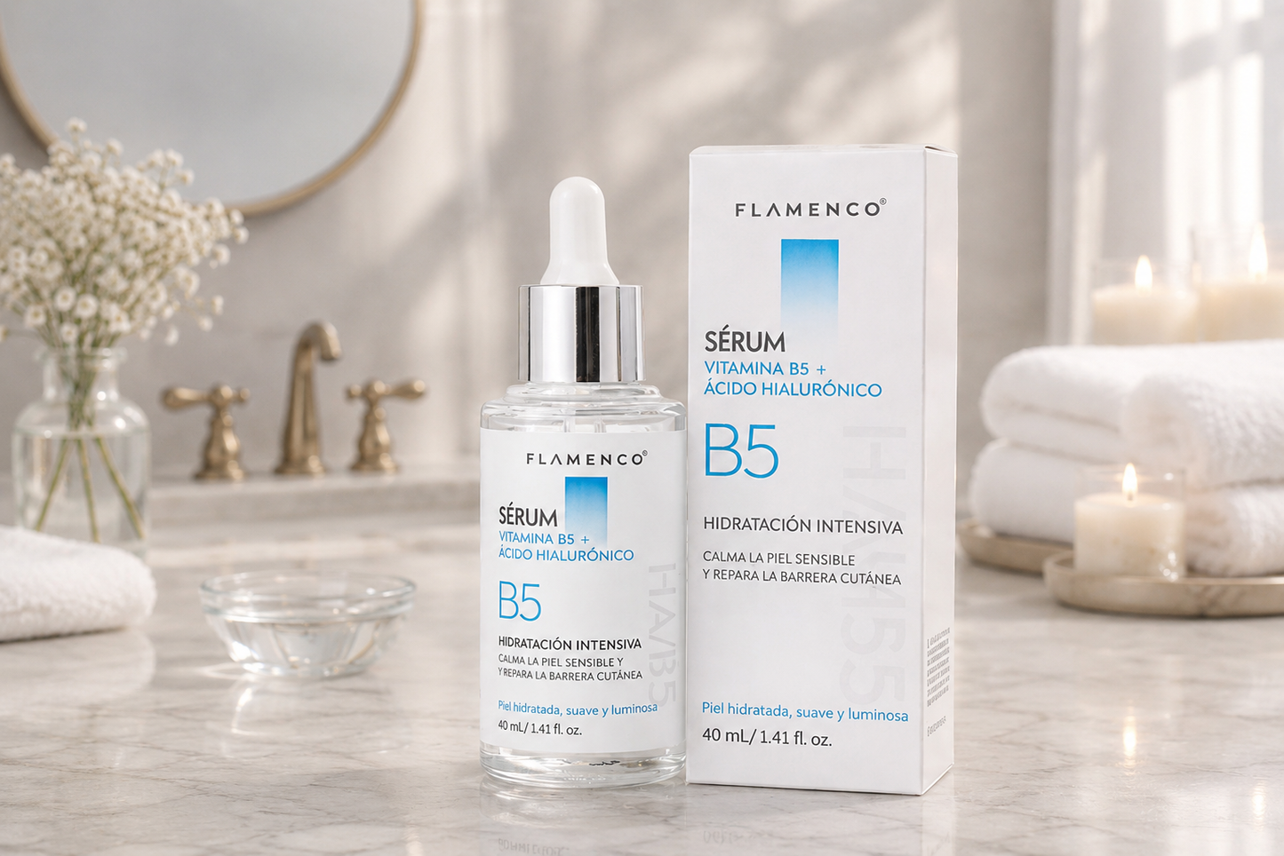 Kit Facial Vitamina B5 + Ácido Hialurónico Flamenco | Reparación Intensiva